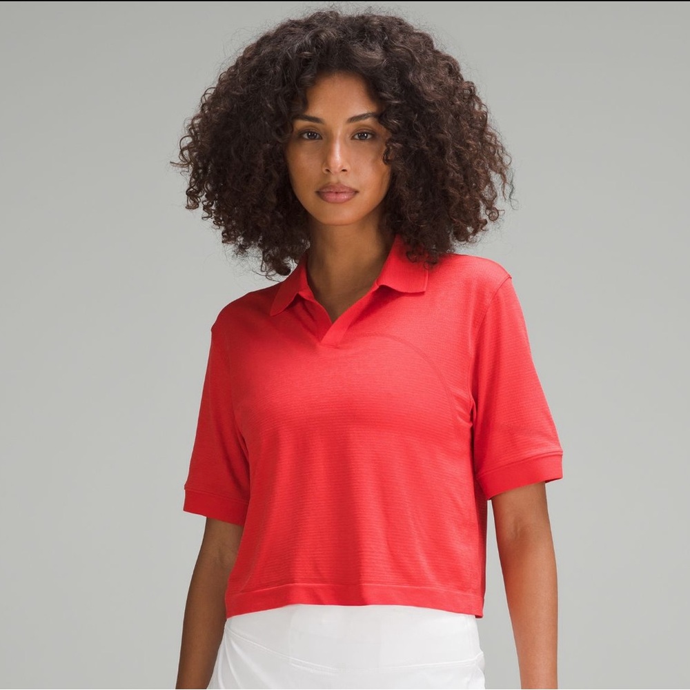 Lululemon Swiftly tech cropped collared tee for golf or tennis size 14 hot heat